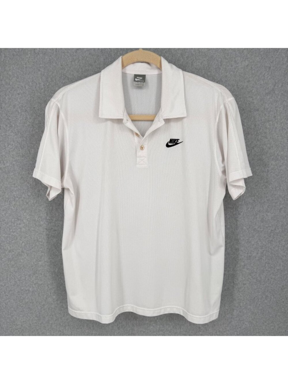 Nike Mens Retro Golf Polo Shirt Size XL White Mesh Embroidered Collared SS